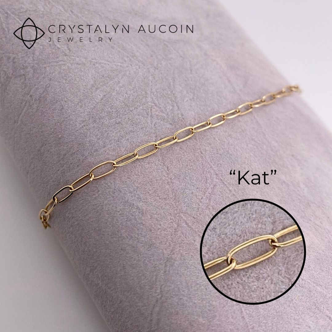 Connection: &quot;Kat&quot; 14K Yellow Gold Paperclip Chain